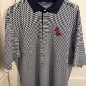 Cutter & Buck Ole Miss Navy and White Striped Polo Shirt
